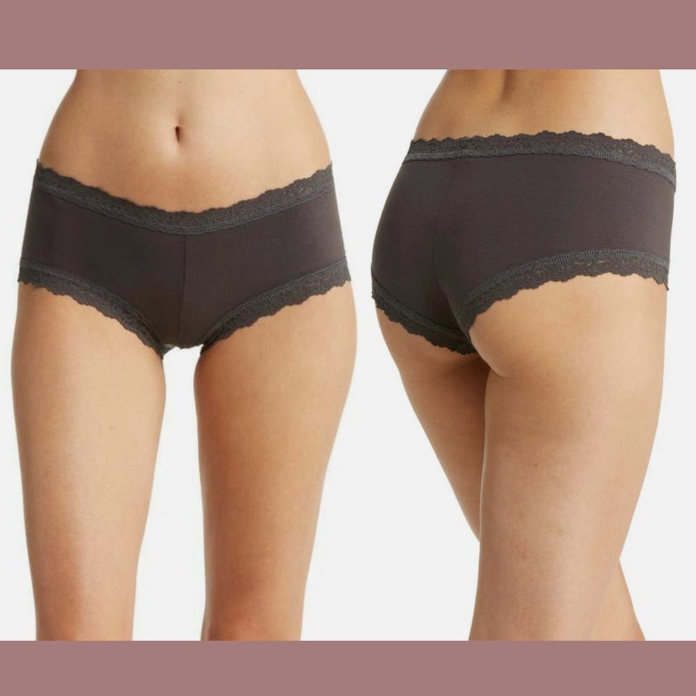NEW $34 Hanky‎ Panky [ XS ] Supima Cotton Boyshorts in Grey
